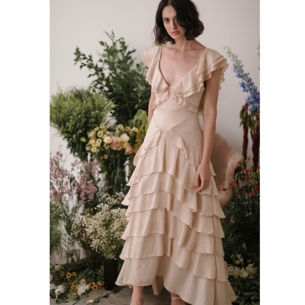 Sau Lee NWT Rosie Ruffled Gown Blush Maxi Dress 2